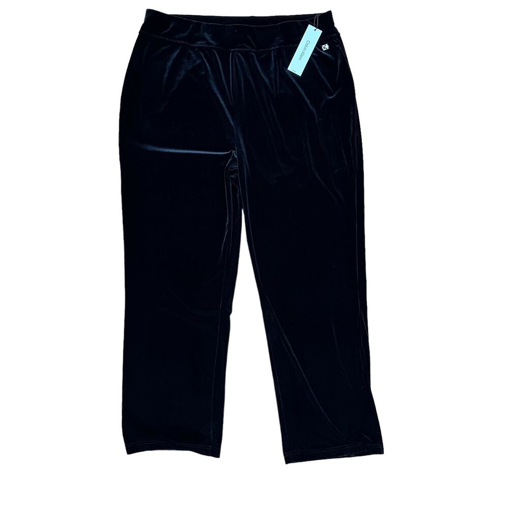 Calvin Klein Velour Pull On Pants Womens Plus Size 0X Black